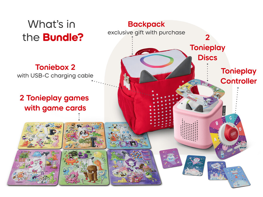 toniebox 2 tonies originals game bundle - cloud pink